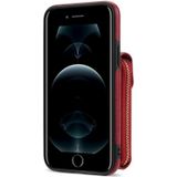 Voor iPhone 8 Plus / 7 Plus Rits Hardware Kaart Portemonnee Telefoonhoes (Rood)