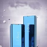 Voor Huawei mate 30 Pro plating spiegel linker en rechter Flip cover met beugel holster (zilver)