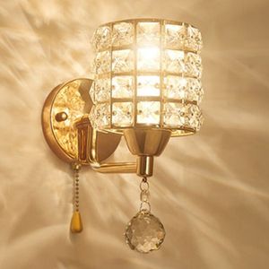Modern Minimalist Creative Warm Bedroom Bedside Living Room Aisle Staircase Crystal Wall Lamp(Golden)
