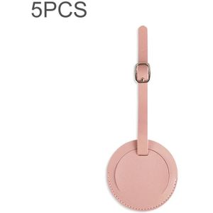 5 PCS Soft-Surface Leather Stitched Round Boarding Pass Luggage Tag(Pink)