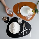 Creative Leather Soft Placemat Home Ellipse Waterdicht en oliebestendige isolatie Mat Coaster (Zwart)