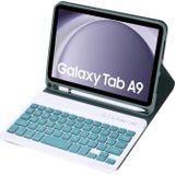 Voor Samsung Galaxy Tab A9 X110/X115 A221B Snoep Kleur TPU Bluetooth Toetsenbord Lederen Tablet Case met Pen houder (Donkergroen)