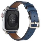Enkele cirkel 14 mm met kralen stijl lederen vervangende riem watchband voor Apple Watch Series 6 & se & 5 & 4 44mm / 3 & 2 & 1 42mm (blauw)