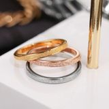 4 PCS Three Lifetimes Titanium Steel Couple Rings Very Fine Frosted Ring  Size: US Size 3(Golden)