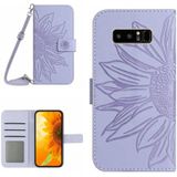 Voor Samsung Galaxy Note 8 Skin Feel Sun Flower Pattern Flip lederen telefoonhoes met lanyard