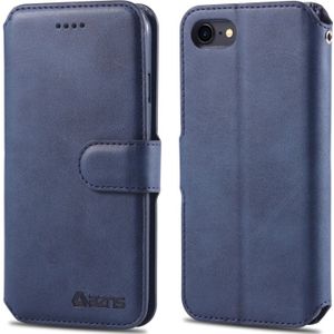 Voor iPhone 7 / 8 AZNS Calf Texture Magnetic Horizontal Flip PU Leather Case met Holder & Card Slots & Photo Frame(Blue)