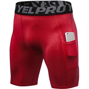 Sports Running Training Zweet Wicking Quick Drying Stretch Strakke Shorts Met Pocket (Kleur: Rood formaat: XL)