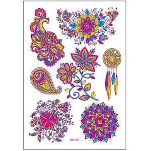 6 stks fluorescerend gezicht Waterdichte Milieubescherming Tattoo Stickers Nachtclub Bar Flower Arm Stickers (OHB-007)