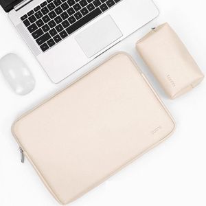 BAONA BN-Q001 PU lederen laptoptas  kleur: abrikoos + power tas  maat: 13/13.3 / 14 inch