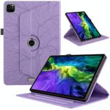 Voor iPad Pro 12.9 2022 / 2021 / 2020 Tree Life Relif Rotatie Lederen Smart Tablet Case (Paars)