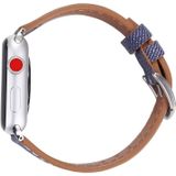 Voor Apple Watch serie 3 & 2 & 1 38mm eenvoudige manier lederen Cowboy patroon horloge band (donkerblauw)
