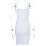 Dames sexy slim-fit jarretel jurk (kleur: wit maat: XL)