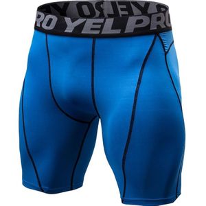 Fitness Running Training Sports Tight Breathable Quick Dry Elastic Shorts (Kleur: Blauw Formaat:S)