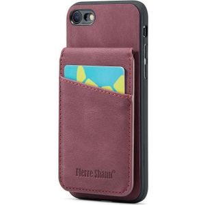 Voor iPhone 7 Plus / 8 Plus Fierre Shann Crazy Horse Kaarthouder Achterkant PU-telefoonhoes