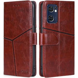 Voor Oppo Reno7 5G Global Geometric Stitching Horizontal Flip Leather Phone Case