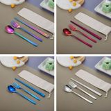 3 PCS / Set Creative Stainless Steel Spoon Fork Chopsticks Portable Tableware Set  Color:Blue