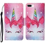 Voor iPhone 7 Plus geschilderd patroon horizontale flip Leathe case (Unicorn)