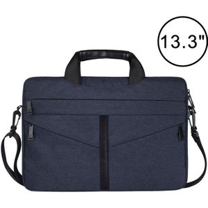13 3 inch ademende slijtagebestendige Fashion Business schouder handheld rits laptoptas met schouderriem (marineblauw)