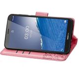 Voor Nokia C3 Butterfly Love Flower relif lederen telefoonhoes