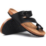 Couple Cork Slippers Men Summer Flip-flops Beach Sandals  Size: 45(Black)