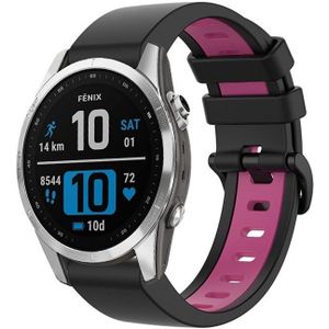 Voor Garmin Instinct 2 Solar Sports tweekleurige siliconen horlogeband (zwart + roze)