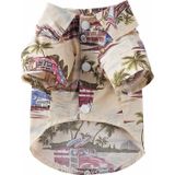 2 PCS Pet Beach Shirt Dog Print Spring And Summer Clothes  Size: L(Beige)