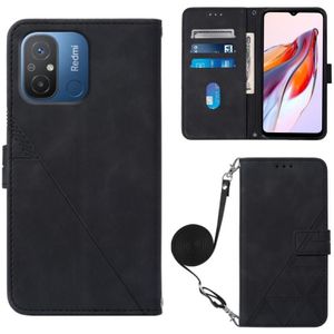 Voor Xiaomi Redmi 12C / Redmi 11A 4G Global Crossbody 3D relif flip lederen telefoonhoes