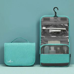 Travelsky Travel Storage Waterproof Pu Cosmetische Tas Multifunctionele vouwen Grote Capaciteit Toilettas (Turquoise)