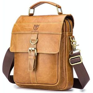 BUFF CAPTAIN 302 First-Layer Cowhide Men Casual Shoulder Bag Leather Retro Briefcase(Yellow Brown)