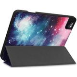 Gekleurde tekening horizontale flip TPU + PU lederen behuizing met drie-opvouwbare houder / slaap / wake-up functie & pen sleuf voor iPad Pro 11 inch (2021) (Melkweg)