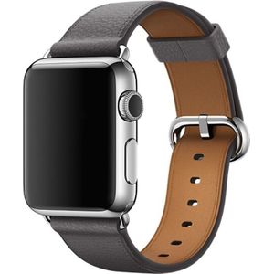 Klassieke knop lederen polsband horloge band voor Apple Watch serie 3 & 2 & 1 42mm (grijs)