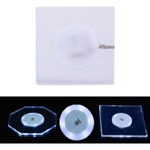100x4mm vierkante LED Light Up acryl onderzetter transparante kristallen basis (wit licht)