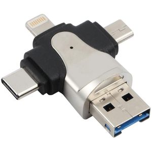 4 In 1 8 PIN + USB-C / TYPE-C + MICRO USB + USB 3.0 Mannelijke TF-kaartlezer