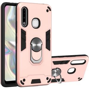 Voor Samsung Galaxy A70e 2 in 1 Armour Series PC + TPU beschermhoes met ringhouder(Rose Gold)