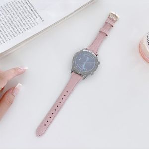 22mm Small Waist Lychee Texture Leather Replacement Strap Watchband(Pink)