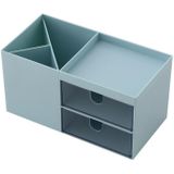 Dubbele lades Desktop plastic opbergdoos make-up organisator geval cosmetische container  grootte: 17 6 X9X  5cm (blauw)