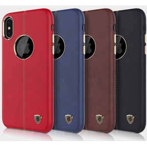 NILLKIN Englon Case voor iPhone X Business stijl Crazy Horse leder oppervlak beschermende Case (zwart)