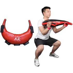 KR Fitness Training Sandbag Weight-Bearing Exercise Equipment Croissant without Filler(Red Leather + Black Belt)