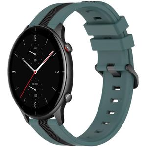 Voor Amazfit GTR 2e 22 mm verticale tweekleurige siliconen horlogeband (groen + zwart)