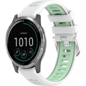 Voor Garmin Vivoactive4 22 mm sport tweekleurige stalen gesp siliconen horlogeband (wit + groenblauw)