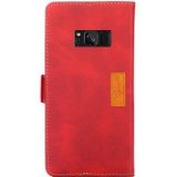 Voor Samsung Galaxy S8 Retro Texture Contrast Color Side Buckle Horizontal Flip Leather Case met Holder & Card Slots & Wallet (Red)