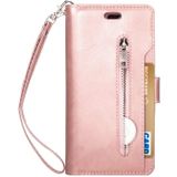 Voor Samsung Galaxy J3 (2018) / Galaxy J7 (2018) Multifunctionele Zipper Horizontale Flip Lederen case met Holder & Wallet & 9 Card Slots & Lanyard(Rose Gold)