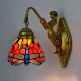 YWXLight retro gebrandschilderd glas woonkamer eetkamer slaapkamer Bar Club gangpad wand lamp (EU-stekker)