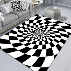 3D Stereo Rectangular Visual Geometric Living Room Carpet  Size: 140x200cm