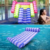 Leisure Water Floating Bed hangmat opblaasbare Floating Row Entertainment Lounge Stoel (Roze en Witte Strepen)