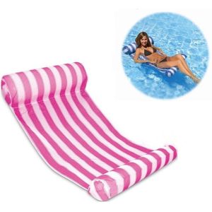 Leisure Water Floating Bed hangmat opblaasbare Floating Row Entertainment Lounge Stoel (Roze en Witte Strepen)