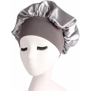 2 PCS TJM-301 Night Cap met brede brim en elasticiteit hoofdband dames chemotherapie cap hair care hoed  grootte: M 56-58cm (zilver)