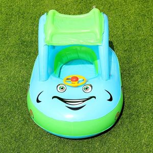 Zonnescherm en zonnebrandcrème Baby Zwemmen Ring Auto Boot Vorm Opblaasbare Zwemmen Ring met Hoorn (Lichtblauw + Groen)