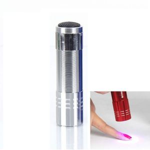 2 stuks nagel droger Mini LED zaklamp UV lamp Portable voor Nail gel Fast droger (zilver)