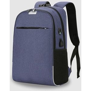 Laptop rugzak school tassen anti-diefstal reizen rugzak met USB Oplaadpoort (blauw)